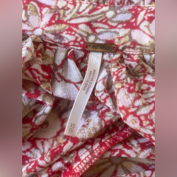 free people feelin groovy red floral long sleeve sheer tiered maxi dress sz s - Picture 10 of 13